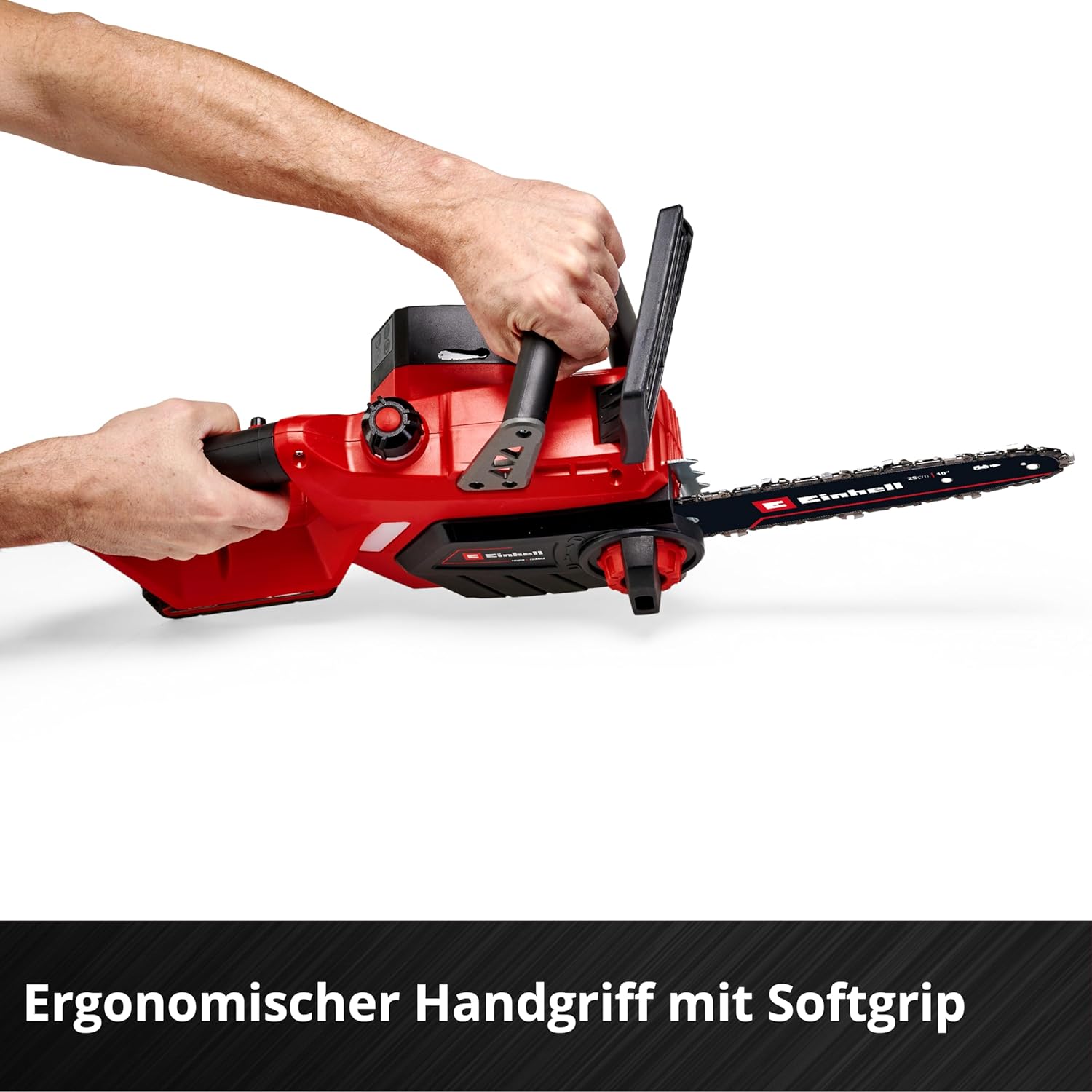 Einhell Akku-Kettensäge GE-LC 18/25 Li-Solo Power X-Change (18 V, 25 cm Schwertlänge, Rückschlagschutz, Kettenfangbolzen, inkl. Ersatzkette, ohne Akku und Ladegerät)