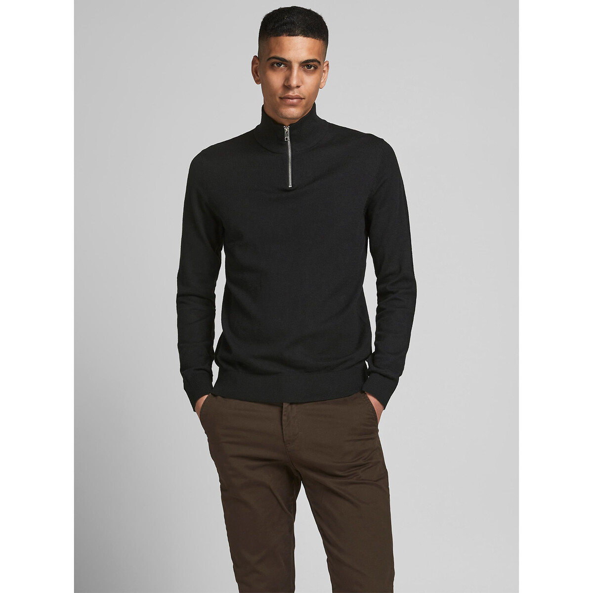 JACK & JONES<br>Suéter com gola alta e zíper Emil