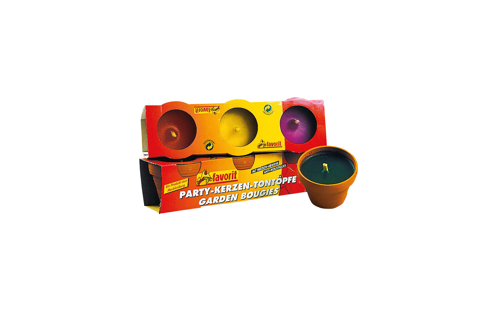TGO Partykerzen im Tontopf mit Mückenabwehr 3er Pack