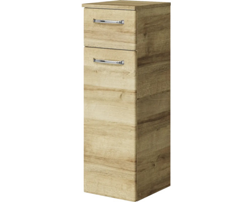 Pelipal Kumba badkamermeubelset (B x H x D): 137 x 200 x 50 cm, frontkleur: Riviera eiken, 5-delige set inclusief witte gegoten mineraalwastafel, halfhoge kast, onderkast en bovenkast (99.770126473)