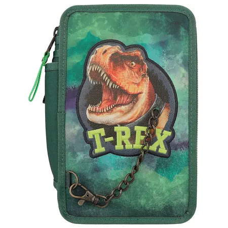 Depesche Dino World 3-Fach Federtasche Mit Kette Grün