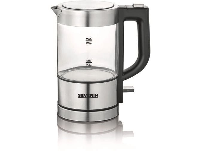 Severin Wasserkocher WK 3472 0.5 l, Grau/Silber Glaswasserkocher
