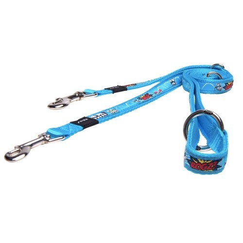 Guia dupla de nylon para patinete para cães, azul cósmico