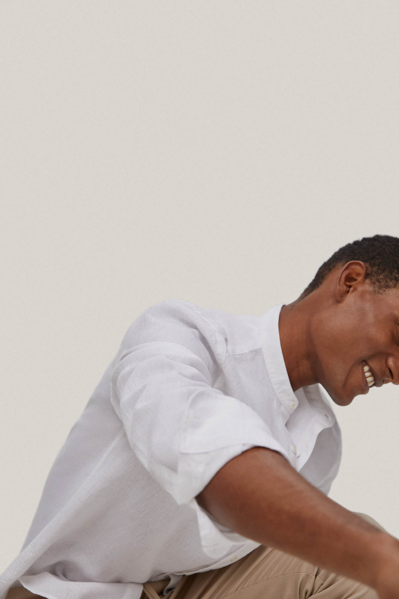 Camisa de linho Cuello mao - Branco