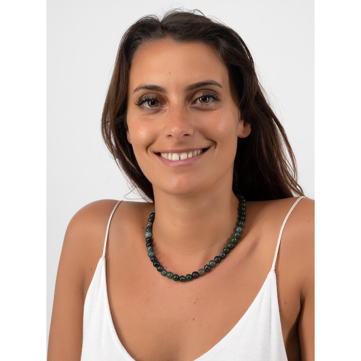 Collier Femme Pierre fine d'agate aquatique