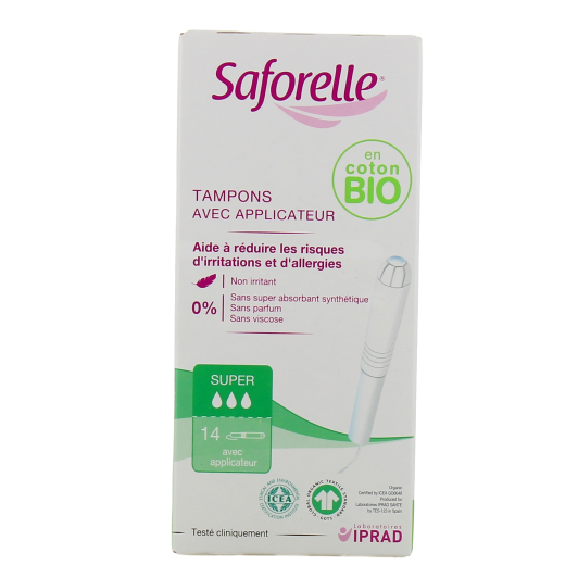 Tampons avec applicateur en coton Bio Saforelle