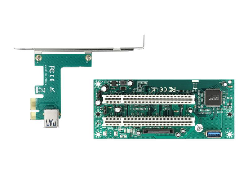 Delock PCI-E Riser Karte x1 zu 2x PCI 32 Bit Slot mit 60 cm Delock Riser Karte PCI Express x1 zu 2 x PCI 32 Bit Slot mit 60 cm Kabel
