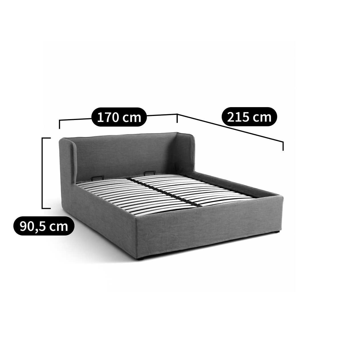 AM.PM<br>Cama dobrável em linho com estrado de ripas rebatível, Robwig
