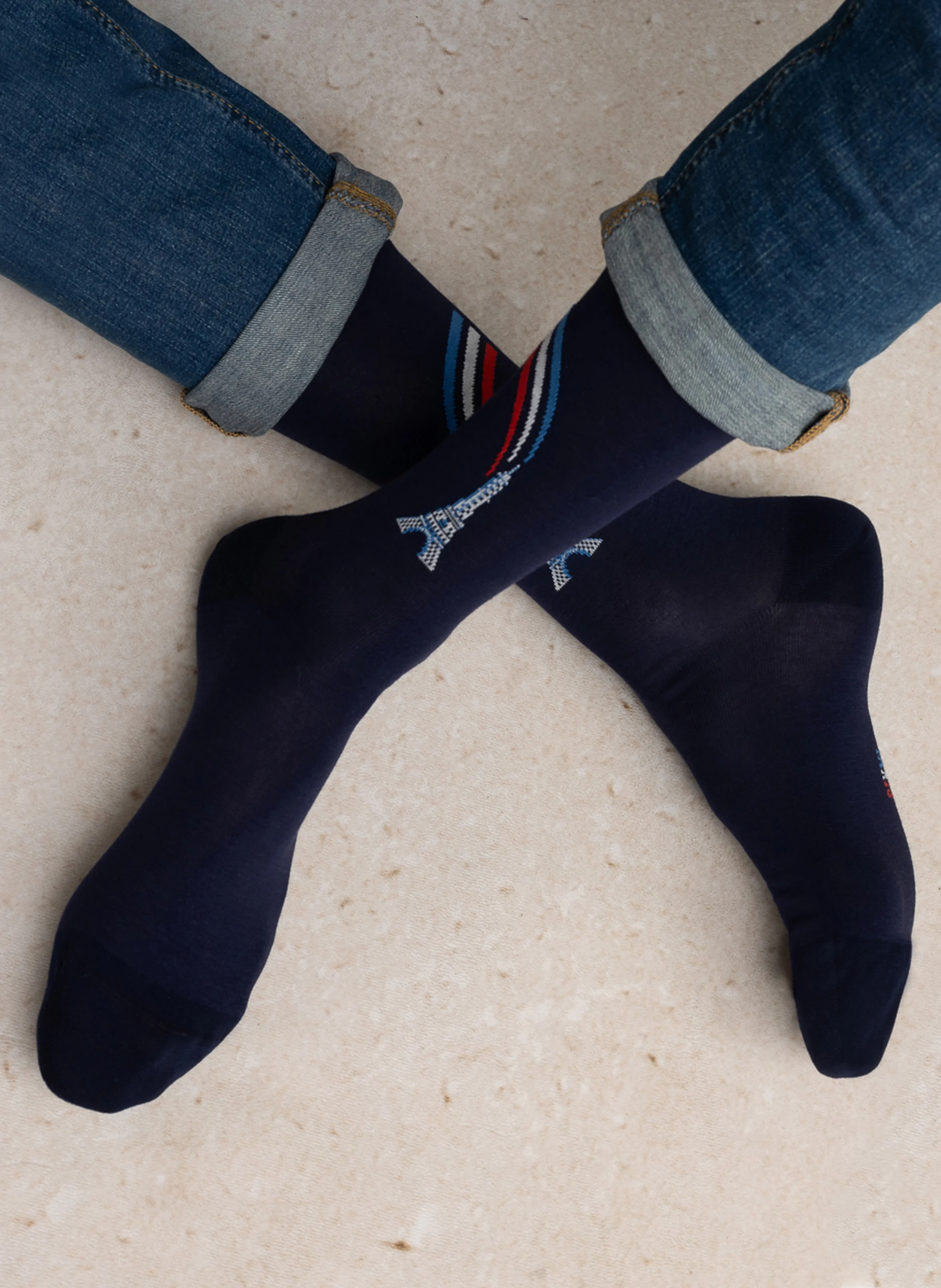 TOUR EIFFEL - Chaussettes imprimées en coton mélangé | Bleu
