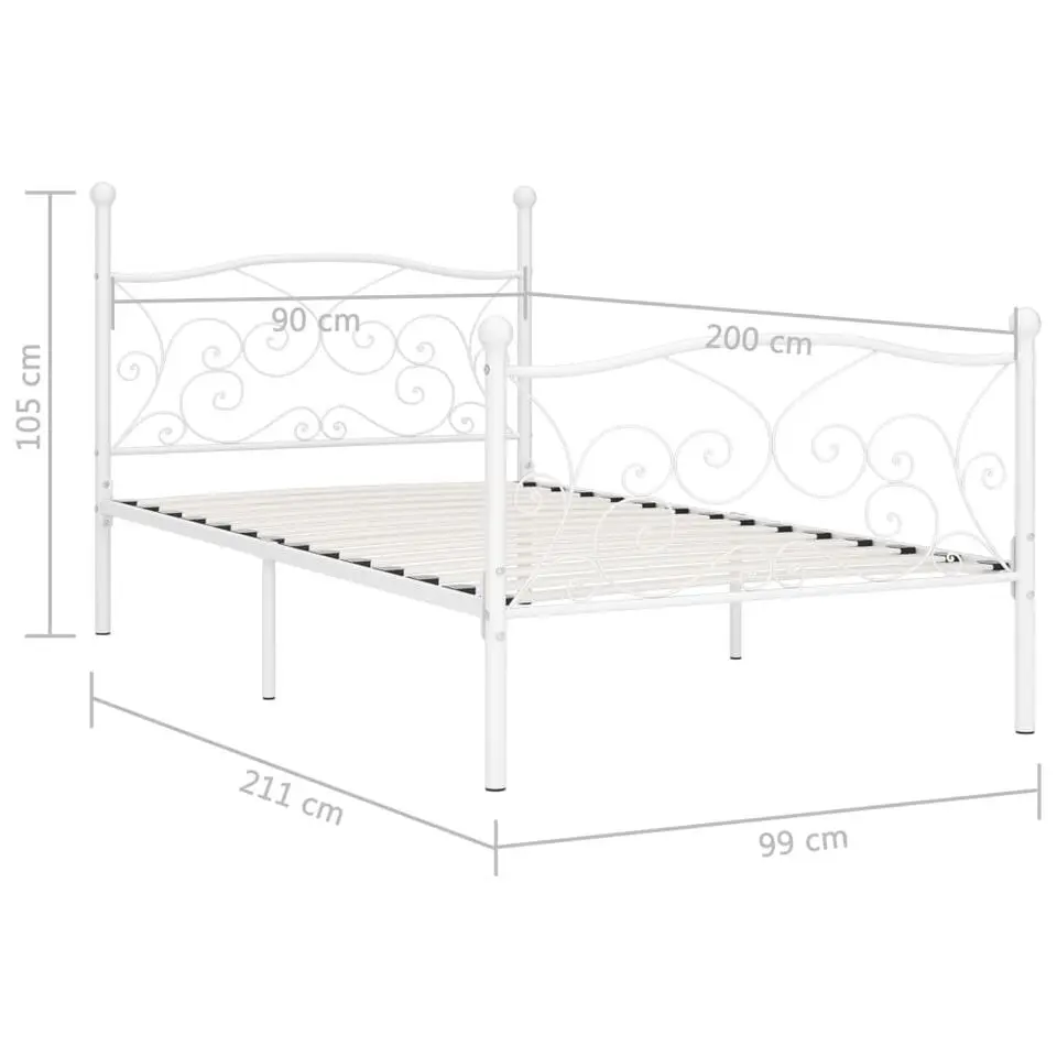 vidaXL - Bed frame met artistiek hoofdeinde - Wit - Metaal - 90x200 cm