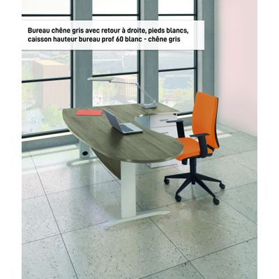 Bureau compact manager retour à gauche IDRA - 200 cm - Pied anthracite - Chêne clair (Pieds de renfort obligatoire à rajouter - non inclus)