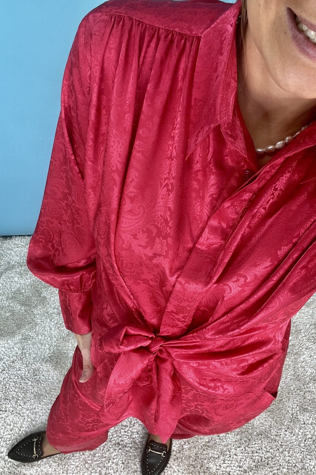 Karmamia Lee Shirt cerise paisley jacquard