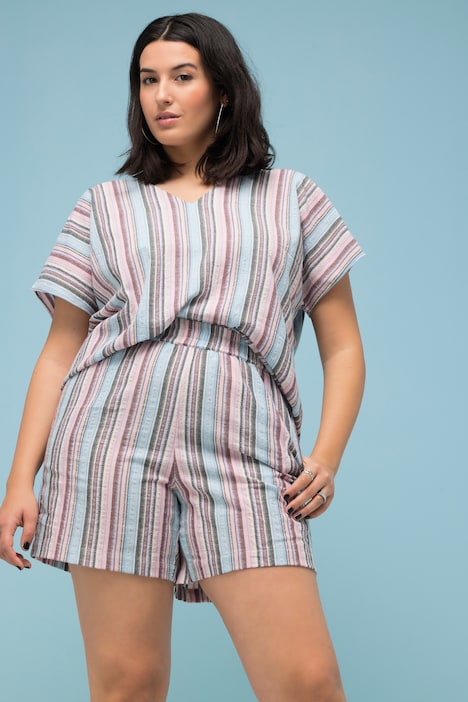 Shorts, Wide Legs, HighWaist, Streifen, Elastikbund