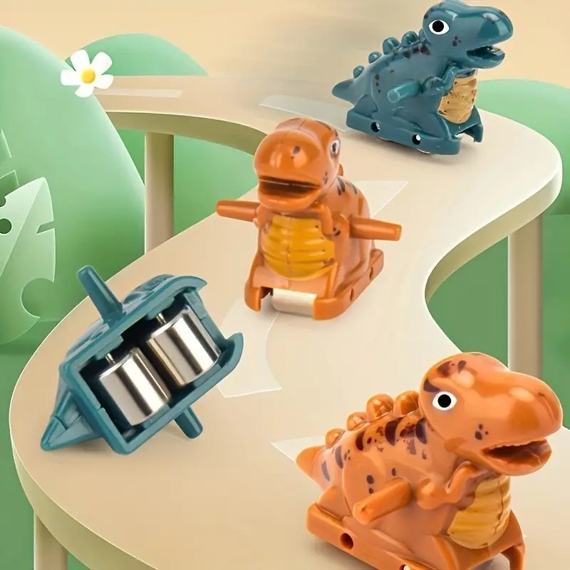(4-tlg. Set) Kinder Dino Treppensteiger Spiel Achterbahn Dinosaurier Rutsche Spielzeug mit Sound Effekten (Batteriebetrieben) - Grün