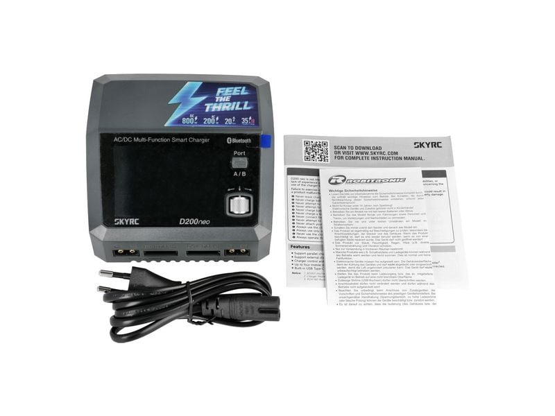 SKYRC Dual-Ladegerät D200 Neo 200W AC / 800W DC, 1-6S Universelles Modellbau-Ladegerät mit zwei Ausgängen
