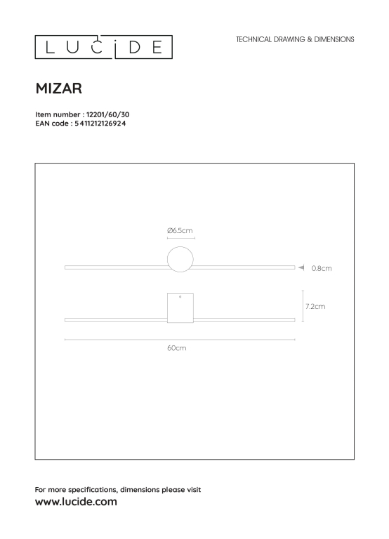 Lucide Mizar wandlamp LED badkamer IP44 small zwart