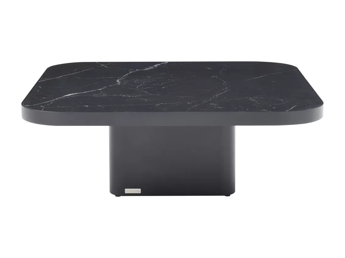 Table basse en céramique, verre et métal - Effet marbre noir - NALESIA de Maison Céphy
