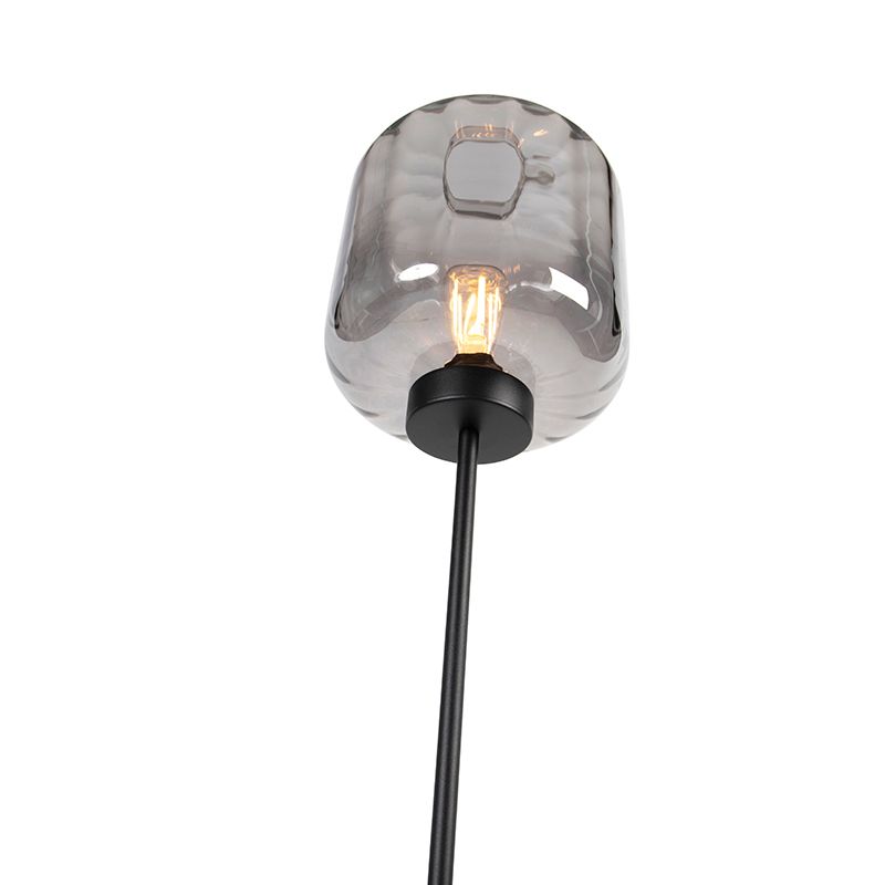 Design vloerlamp zwart met smoke glas - Qara