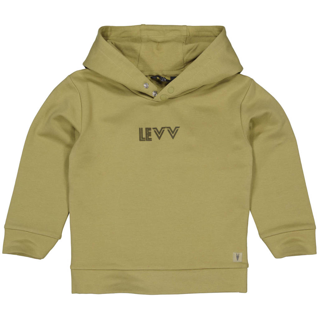 LEVV hoodie met logo olijfgroen