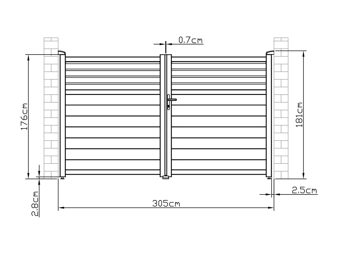 Portail électrique battant aluminium persienné L305 x H181 cm anthracite - VIAZO