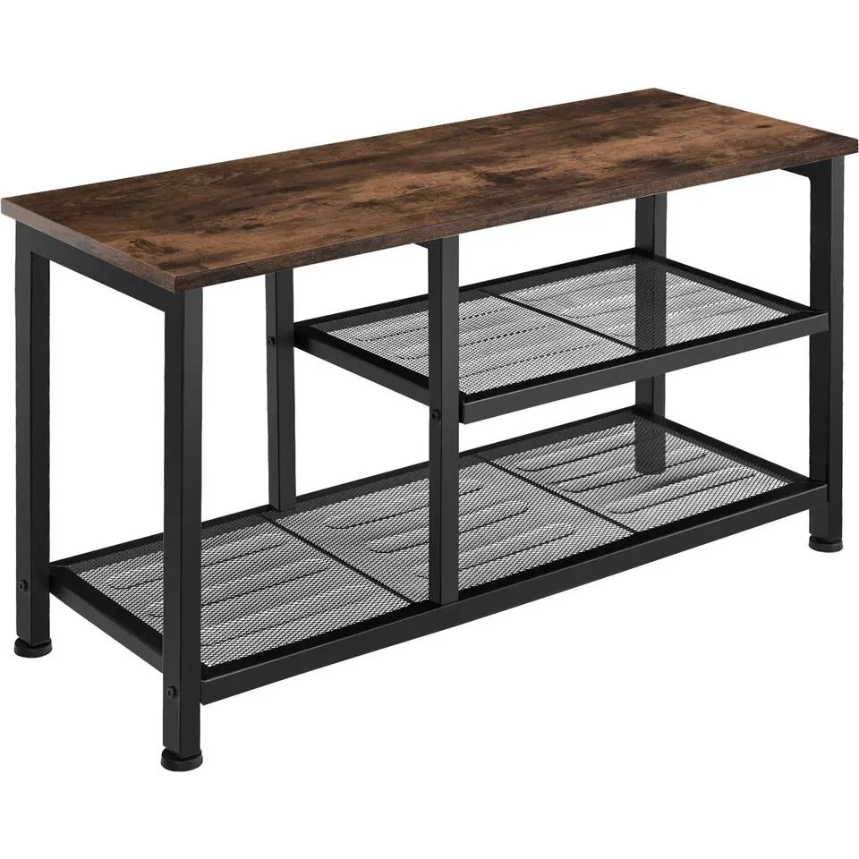 tectake Schoenenrek Taunton 80x30x45,5cm, Industrieel Hout Donker, Rustiek