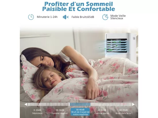 Climatiseur Mobile R290 4 en 1 - 9000 BTU 20 m² 2,6 kW [Classe Energétique A] avec Télécommande （Noir)