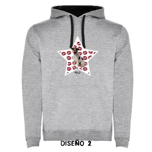 Moletom com capuz Kisses personalizável na cor cinza