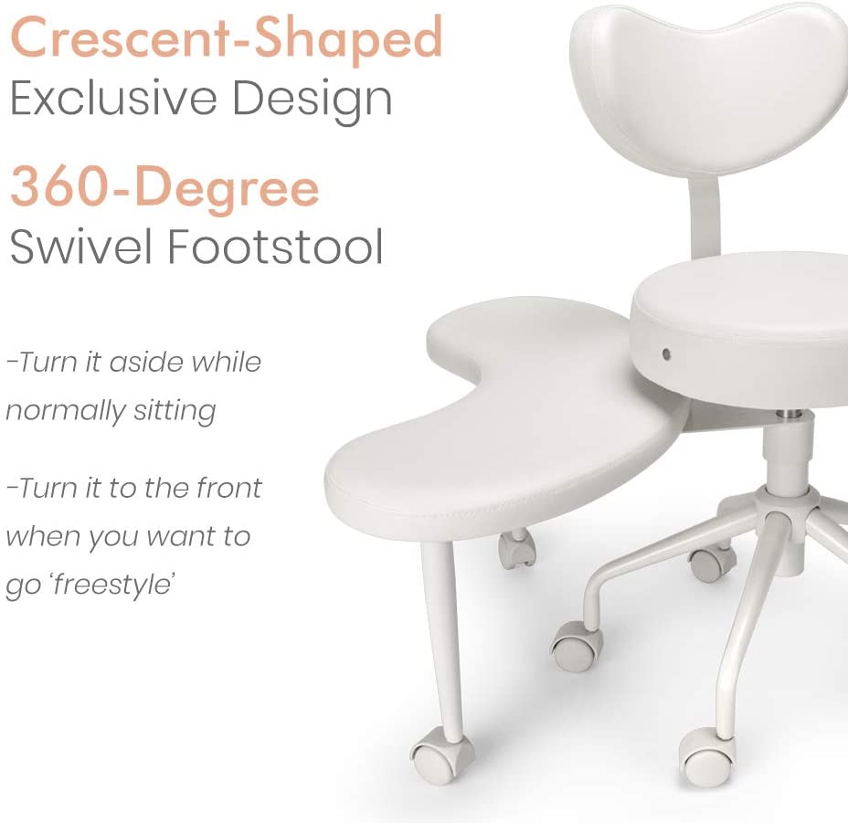 Chaise de méditation Pipersong, chaise de bureau à domicile, chaise à pattes croisées avec support lombaire et tabouret réglable