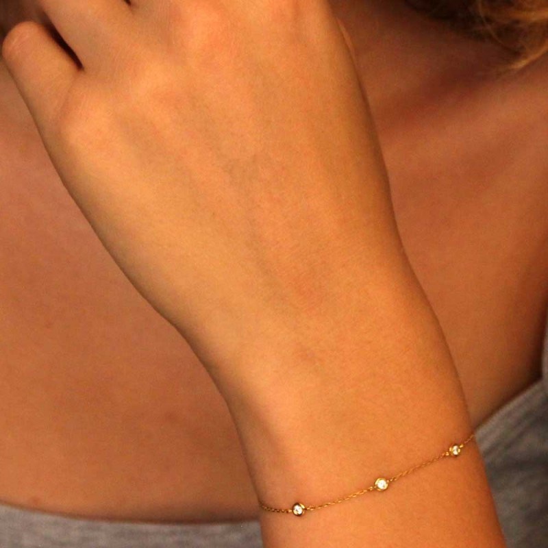 Bracelet Or Jaune et Zirconiums