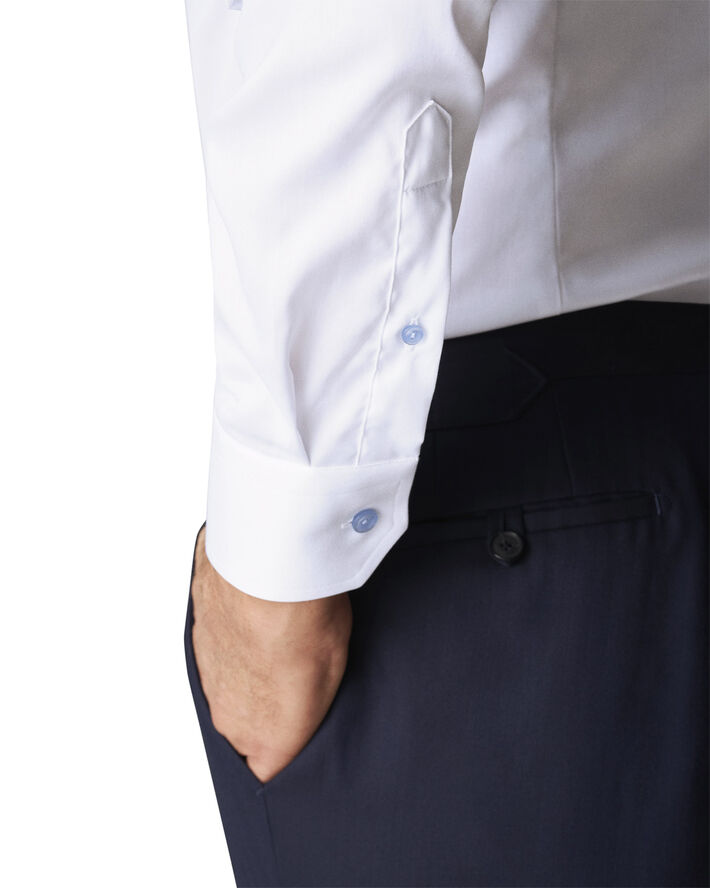 ETON White Twill Shirt Blue Details - Slim Fit Hvid