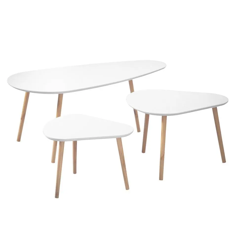 CALICOSY - Set van 3 salontafels - Wit - 42x103x50 cm