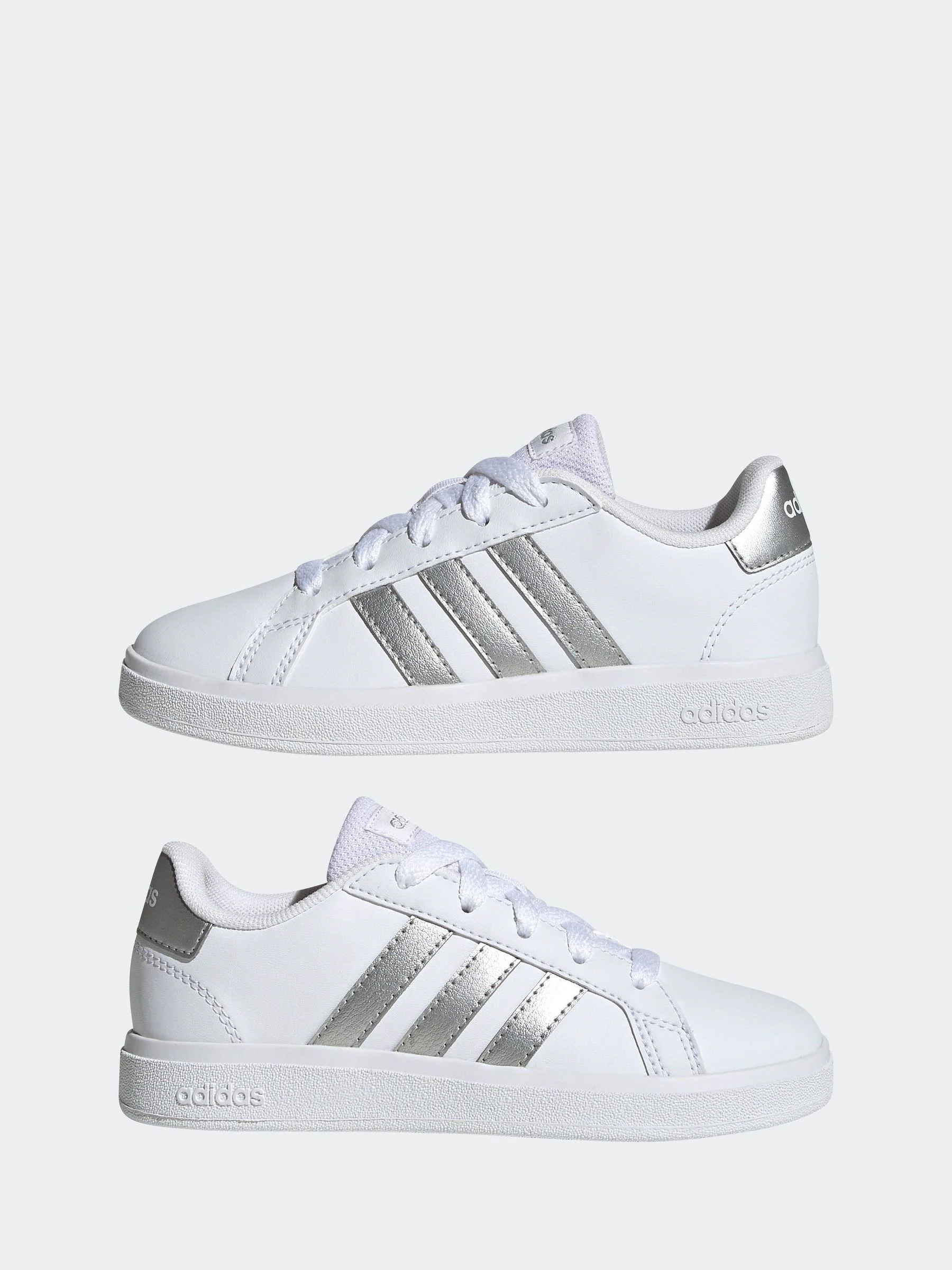 Wit/zilver - adidas Grand Court vetersneakers voor kinderen