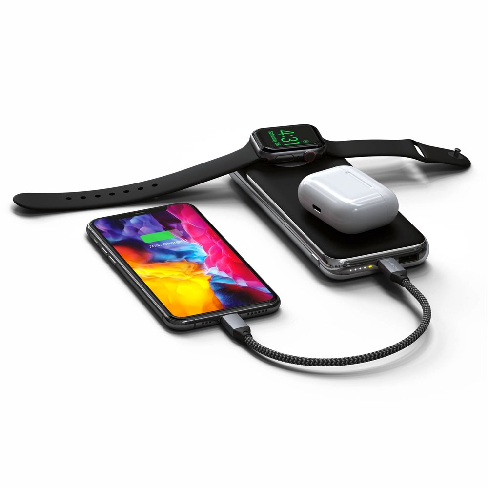 3in1 Quatro Powerbank 10000mAh Ladestation mit Magnet Dock Charger für Apple Watch (ST-UC10WPBM) - Schwarz