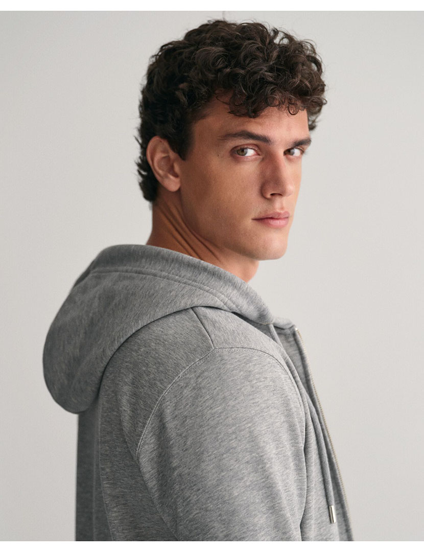 Gray Shield Logo Zip Sweatshirt