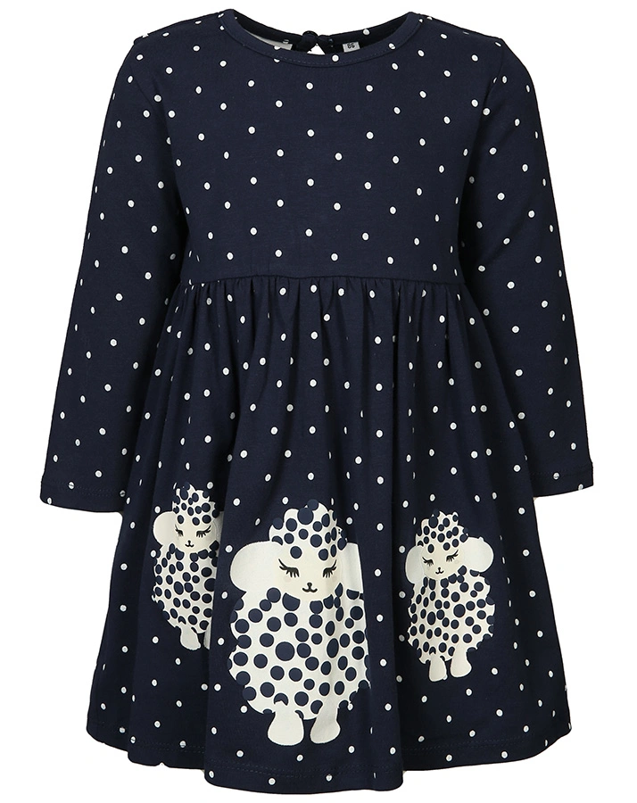 Jersey-Kleid SWEET LAMB gepunktet in navy
