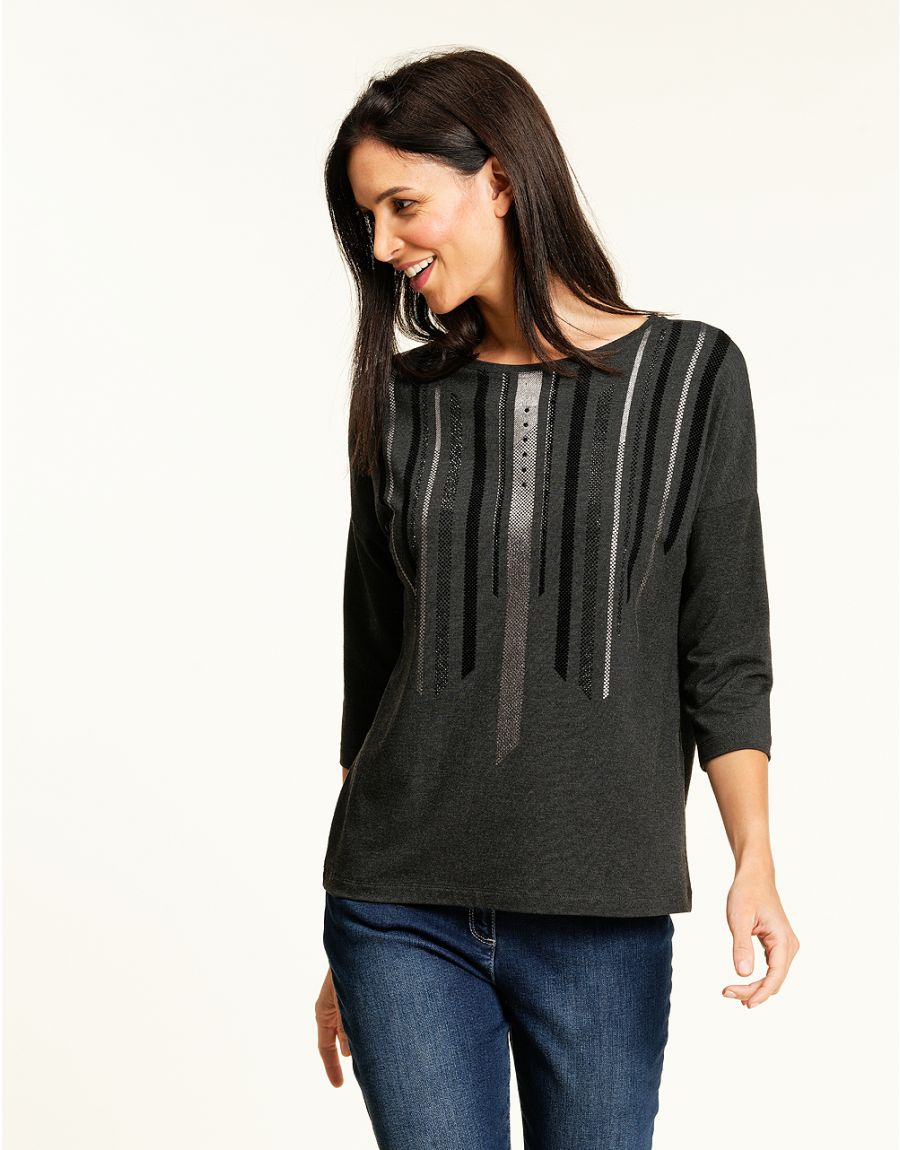 Top ample gris et argent