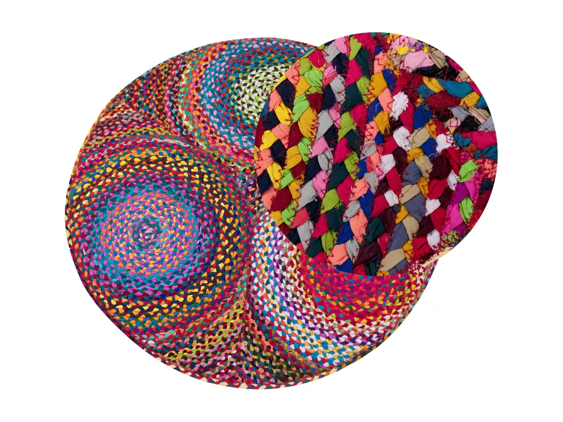 Tapis rond en coton multicolore LADIK
