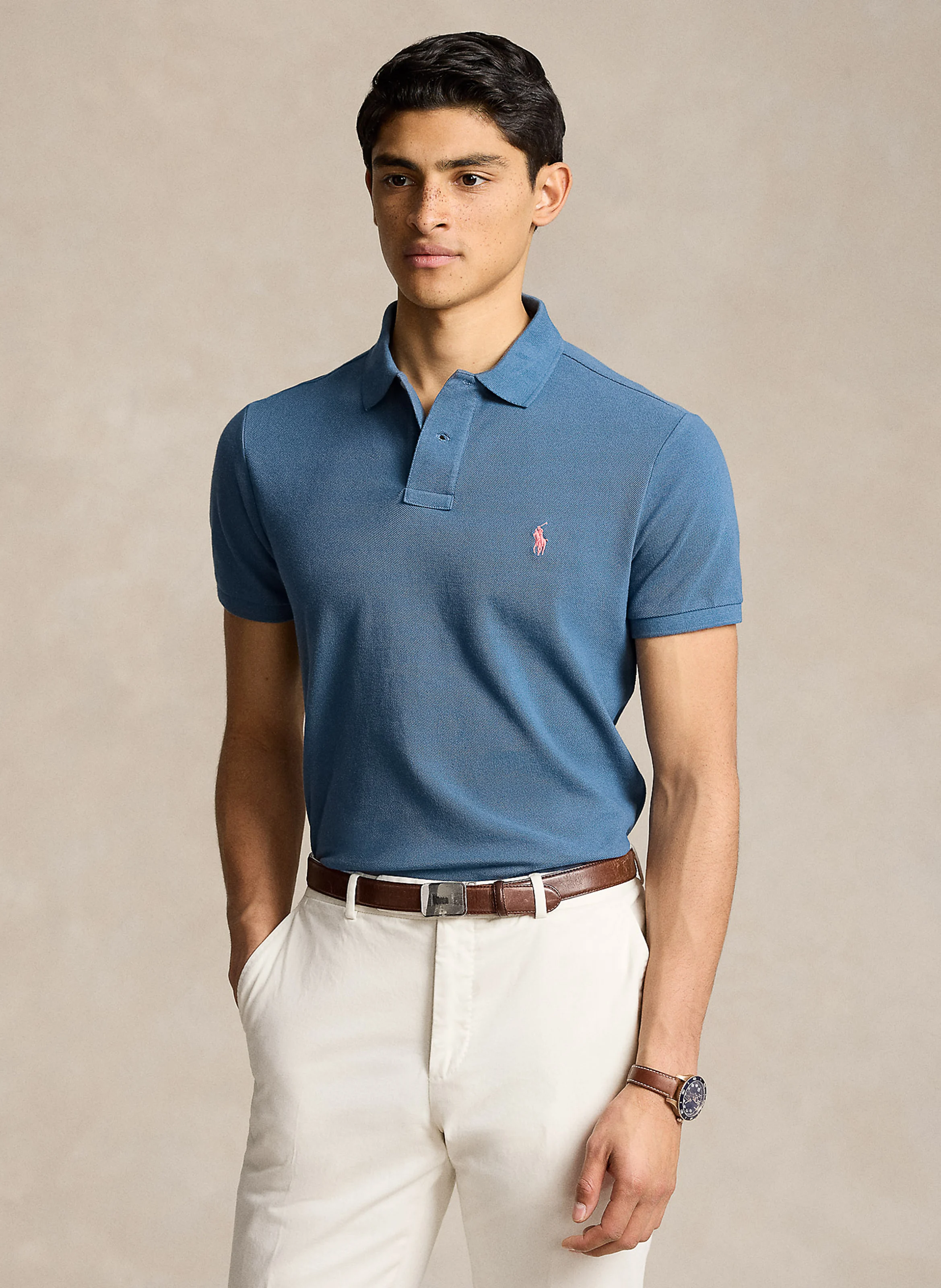 Polo slim-fit en coton | Bleu