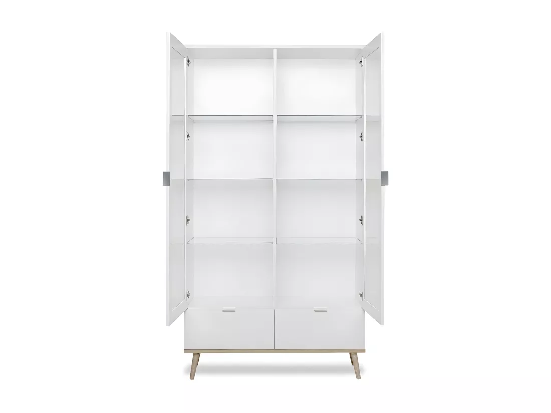 Vaisselier 2 Portes Vitrées 2 Tiroirs H185 cm - COPENHAGUE