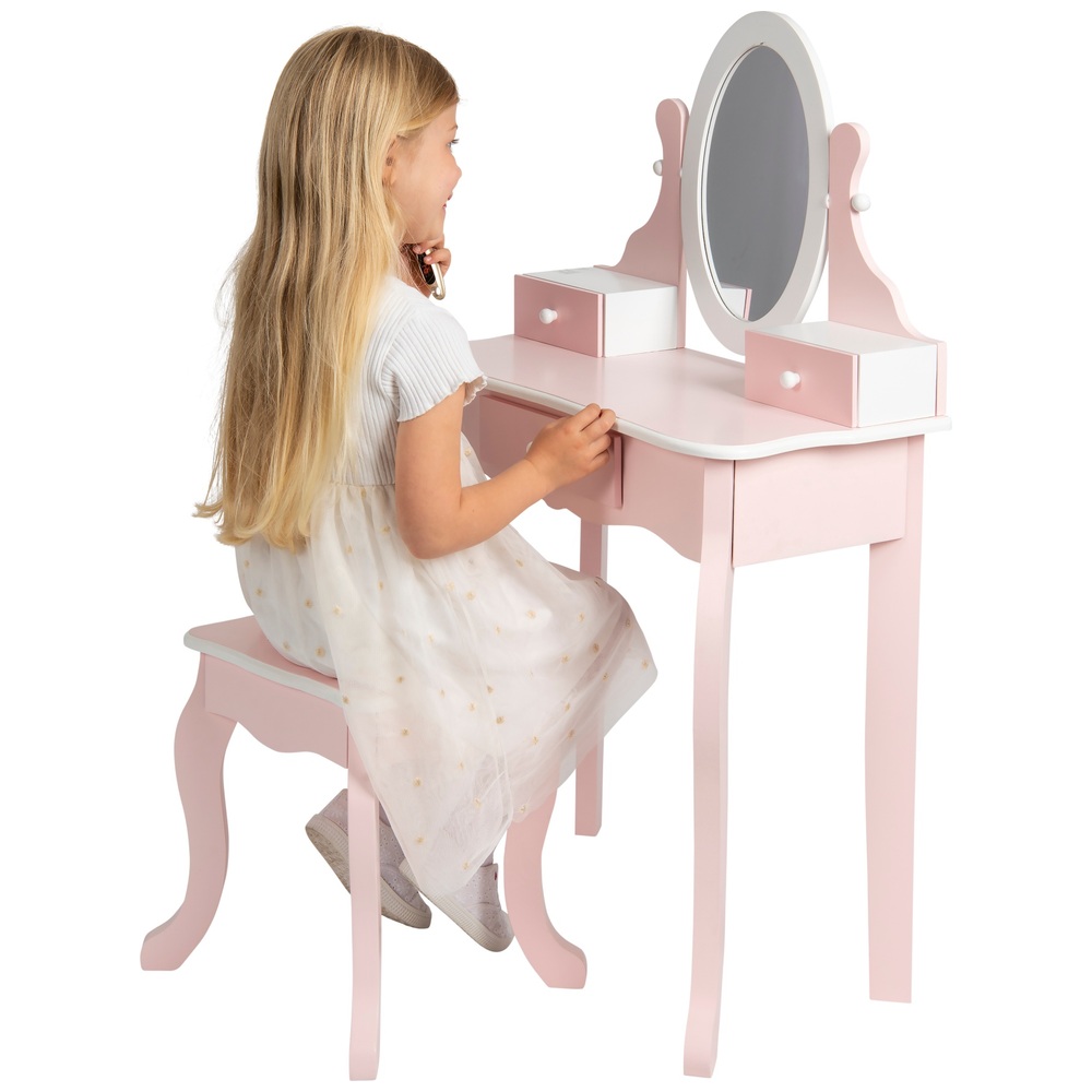 Kinderschminktisch aus Holz mit Hocker