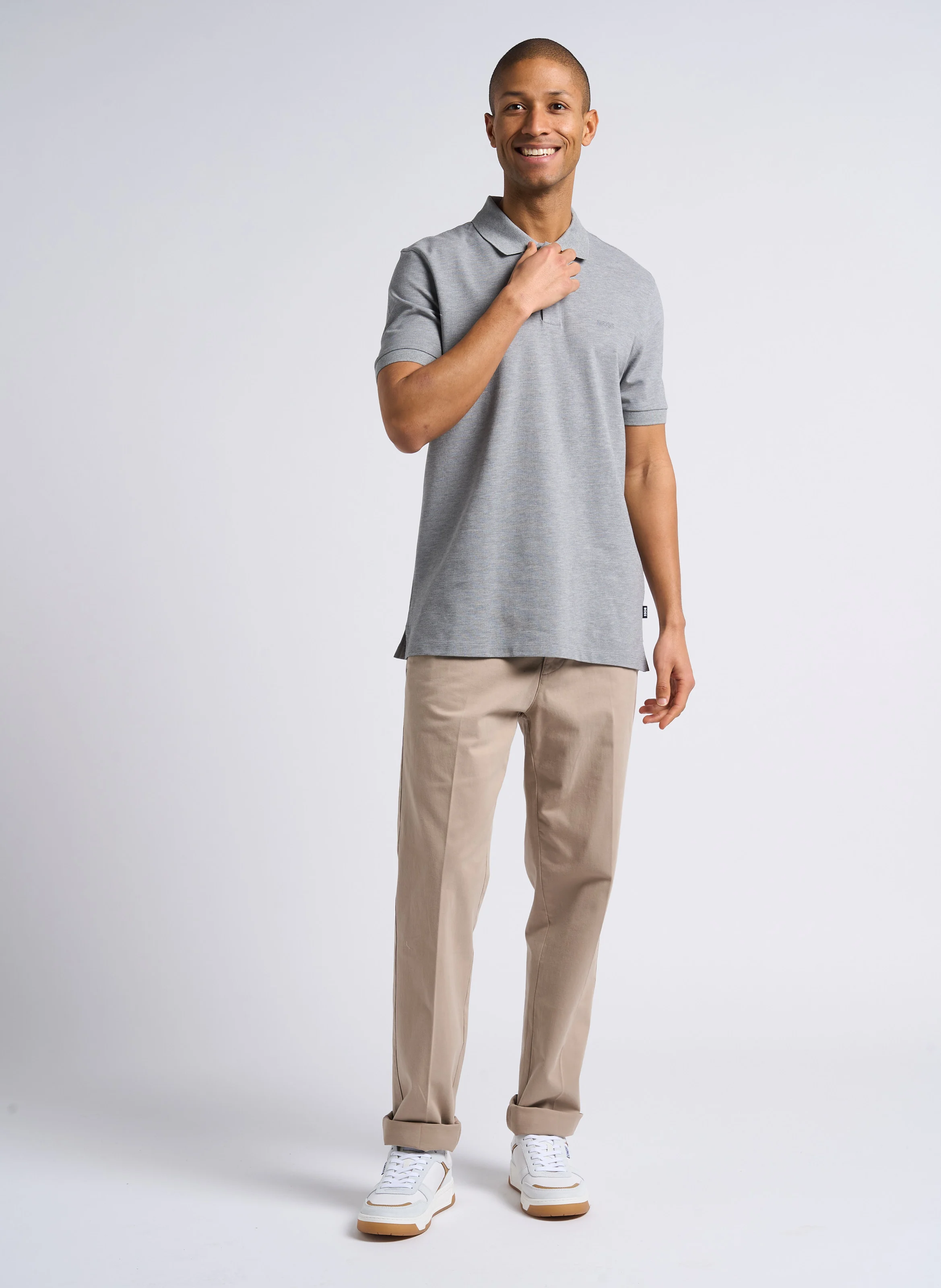 Polo regular-fit en coton bio| Gris