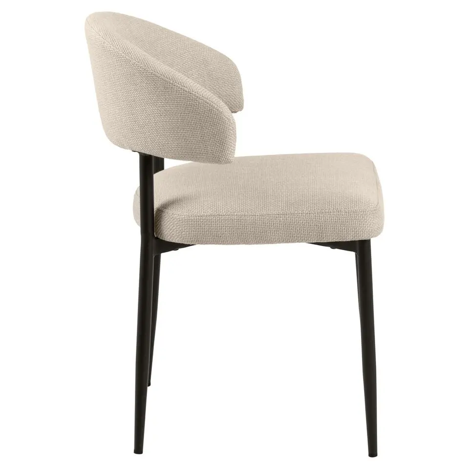 Eetkamerstoel Beige Stof/Metaal - Zithoogte 47,5cm - Catania - Set van 2
