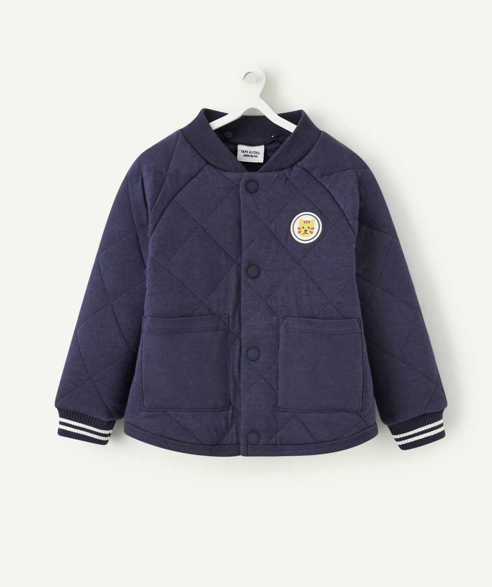 GILET MATELASSÉ BÉBÉ GARÇON À CAPUCHE BLEU MARINE
