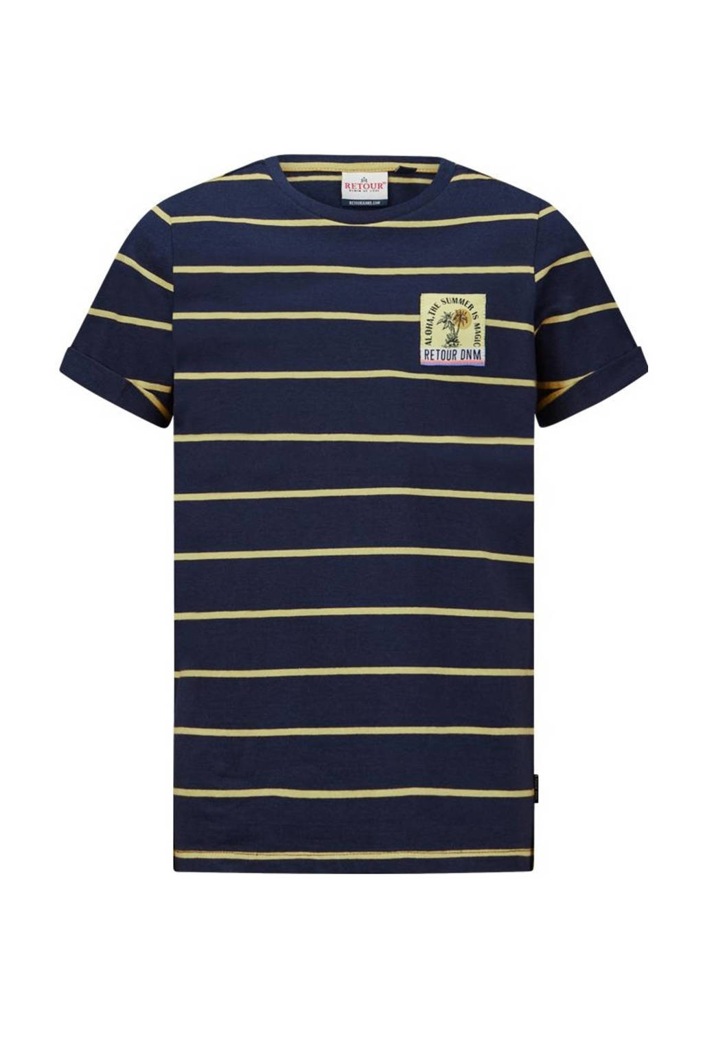 Retour Jeans gestreept T-shirt Max donkerblauw/geel