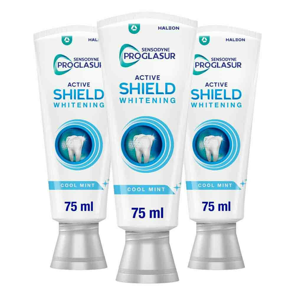 3x Sensodyne Tandpasta ProGlasur Active Shield Whitening75 ml