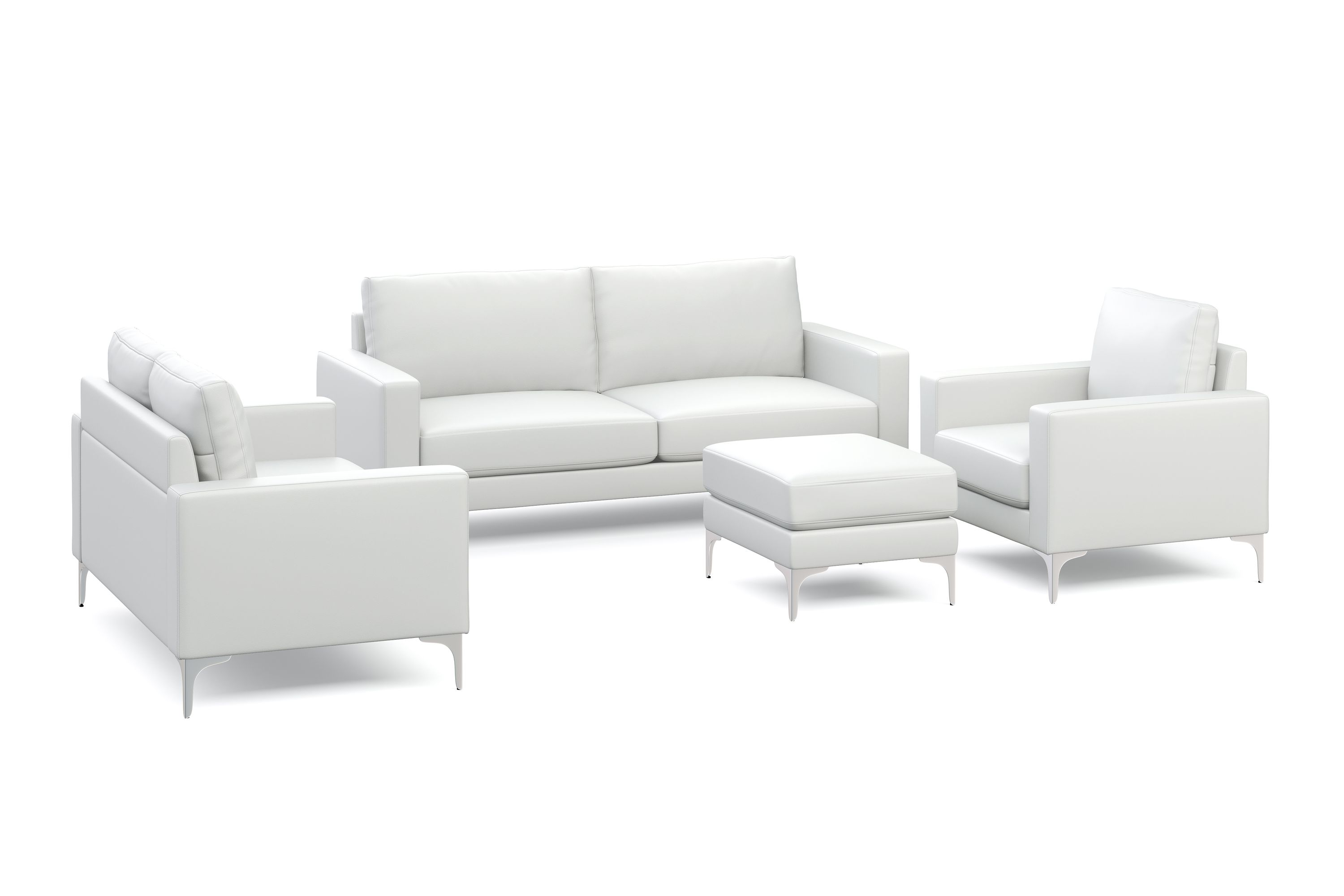 Sofa Set Leder LEX weiss