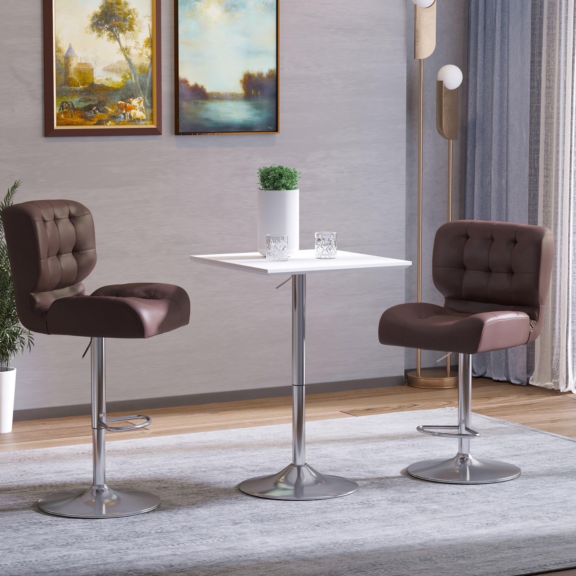HOMCOM Bistrotisch höhenverstellbar weiß 60 x 60 x 71-92 cm (BxTxH)