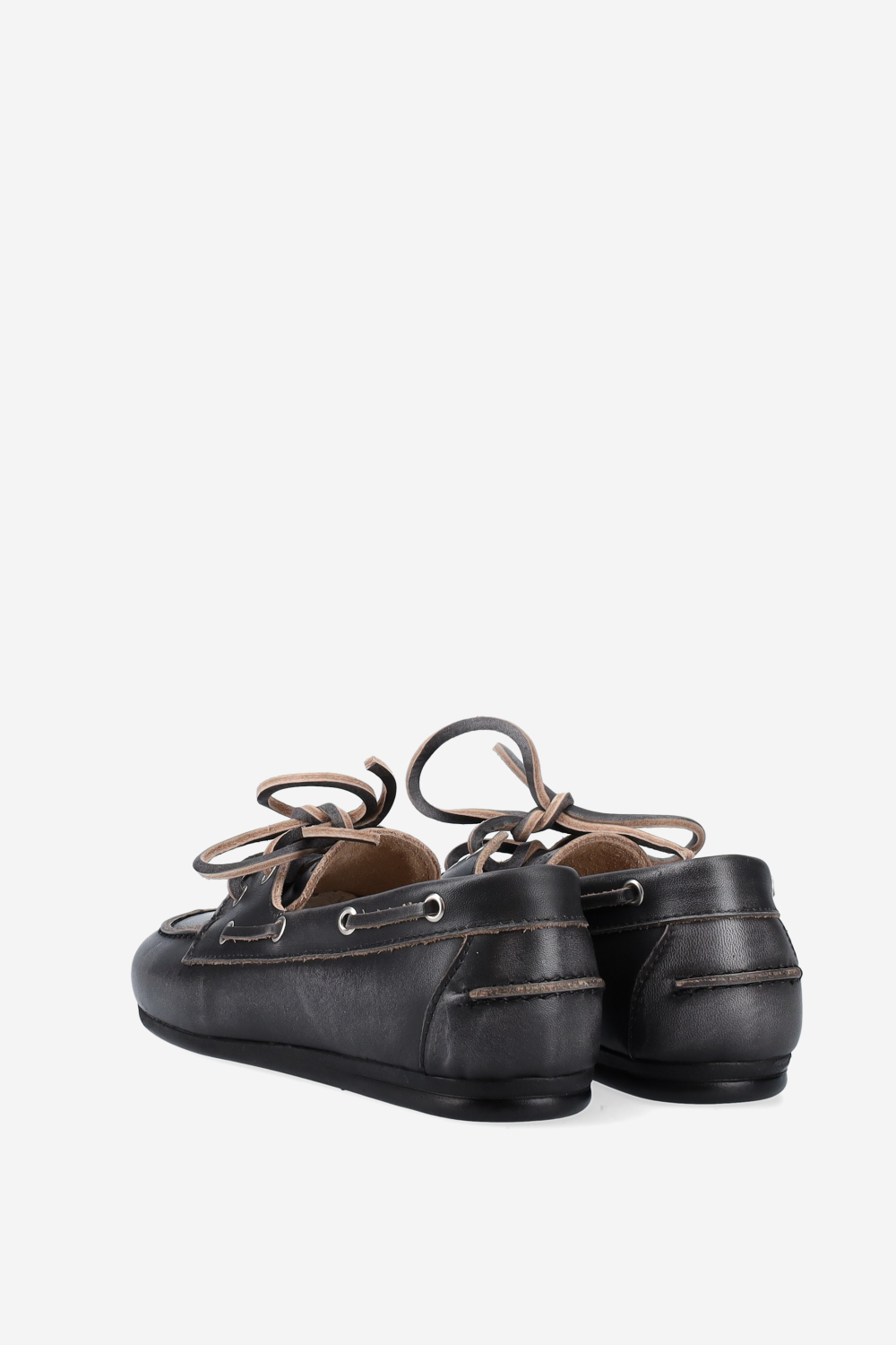 Brushed leather boat loafers