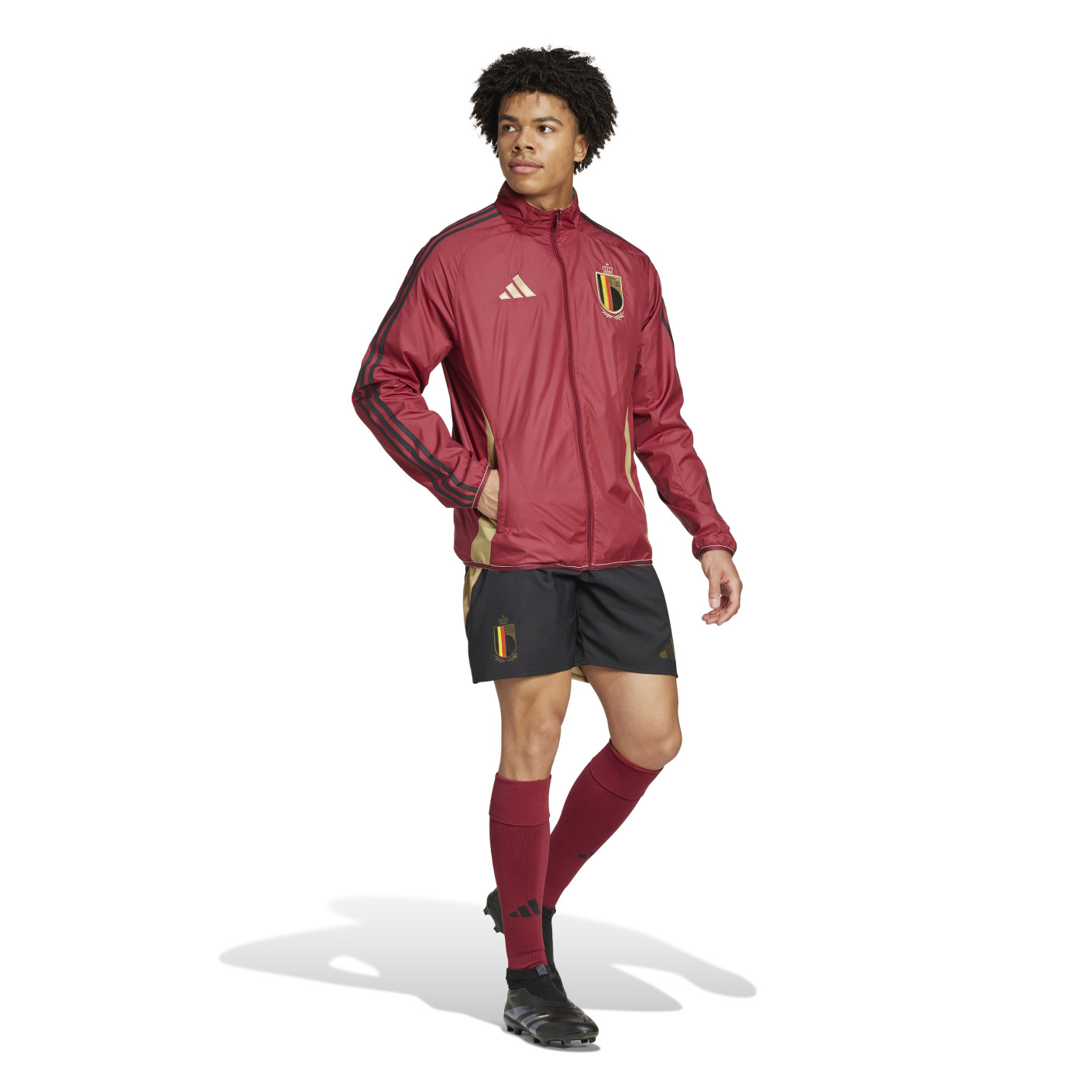 Adidas België Anthem Trainingsjack Reversible 2024-2026 Rood Zwart Goud Beige
