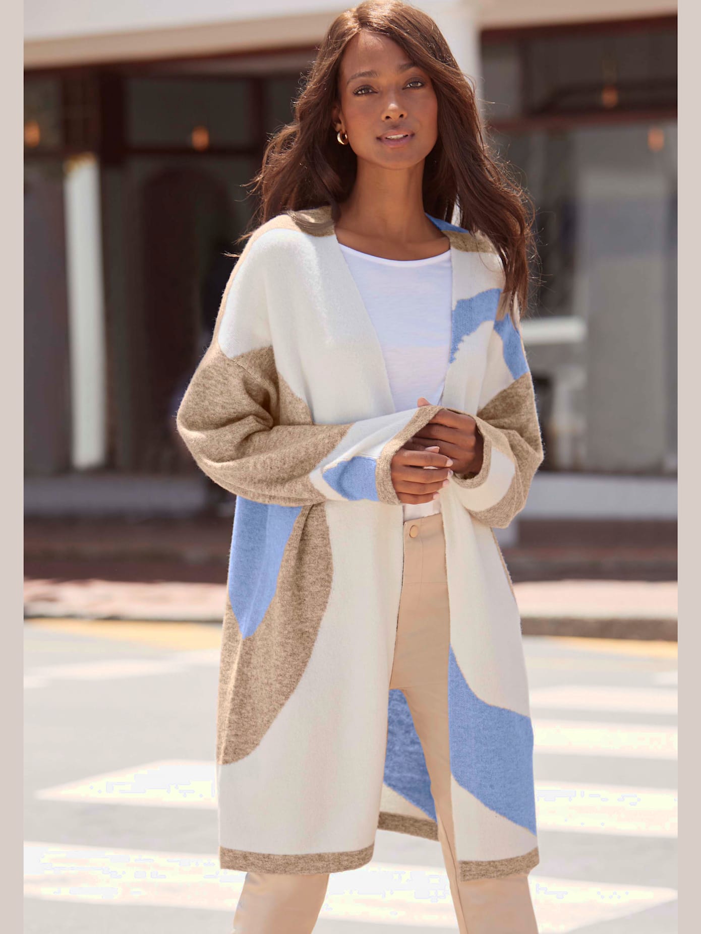 Veste en tricot aspect duo de couleurs tendance